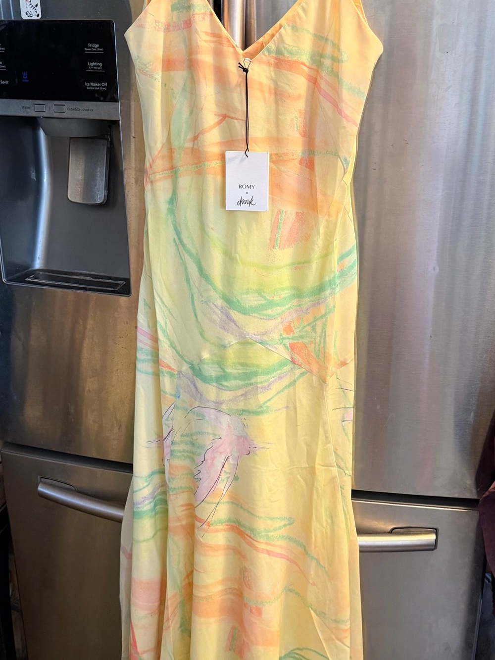 Romy Pastel Yellow Multicolor Swirl Maxi Dress